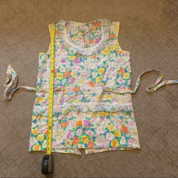 Vintage 70s Yellow Floral Smock Apron OOAK - Picture 8 of 11
